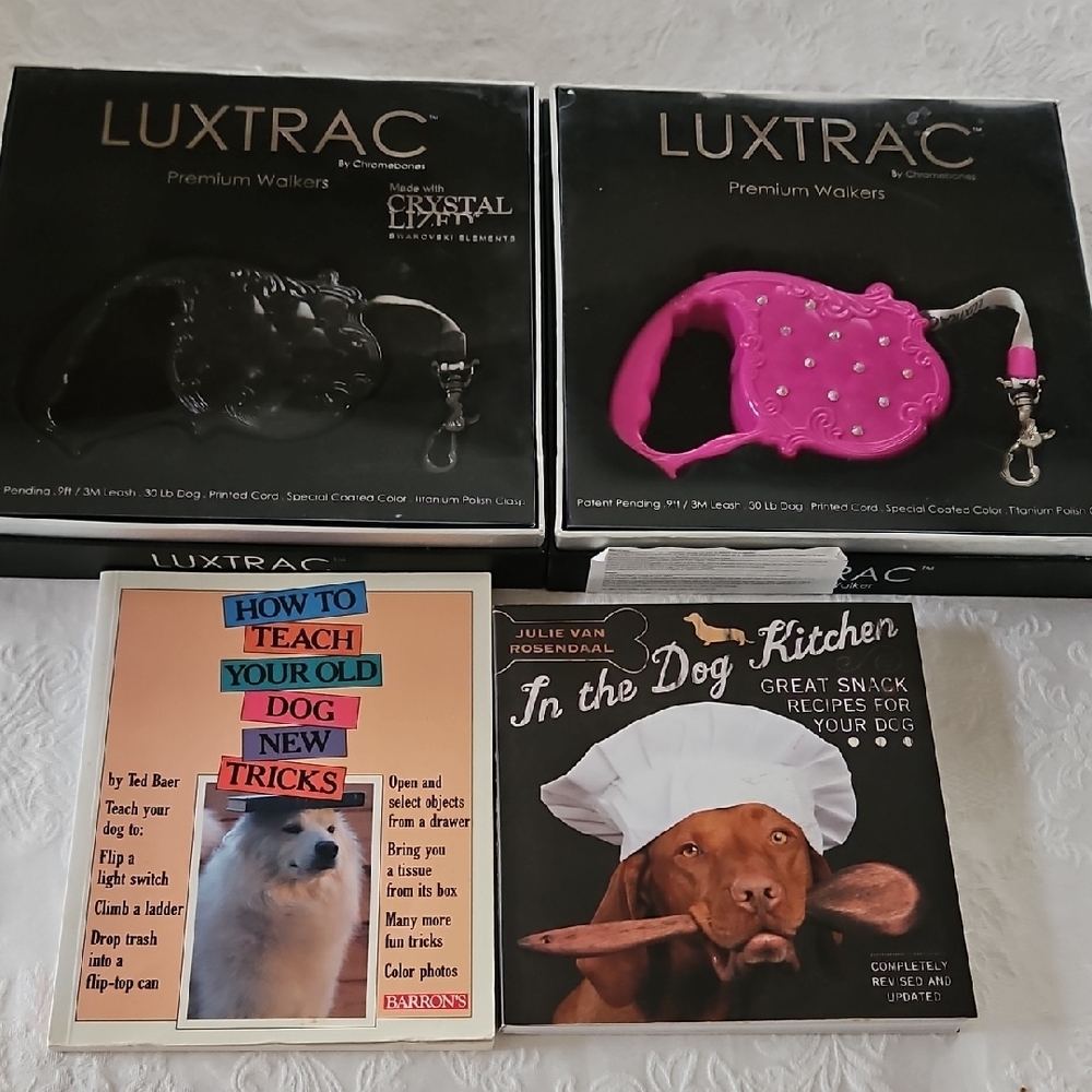 Dog Bundle:  Trac Lux Premium Walkers - Black and Pink And 2 Books.